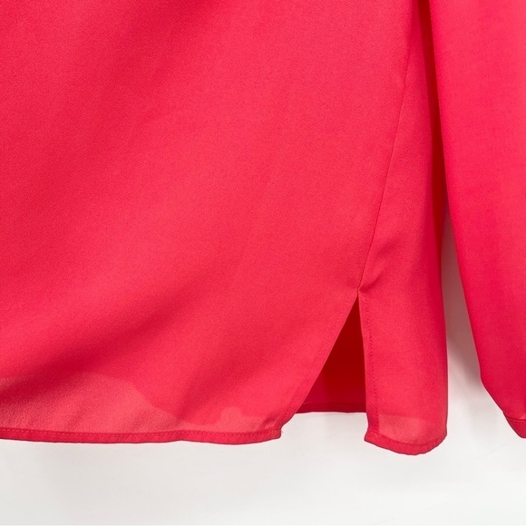 Anthropologie Meadow Rue Red Chiffon Roll-Tab Sleeve Popover Tunic Blouse Top - Picture 7 of 10